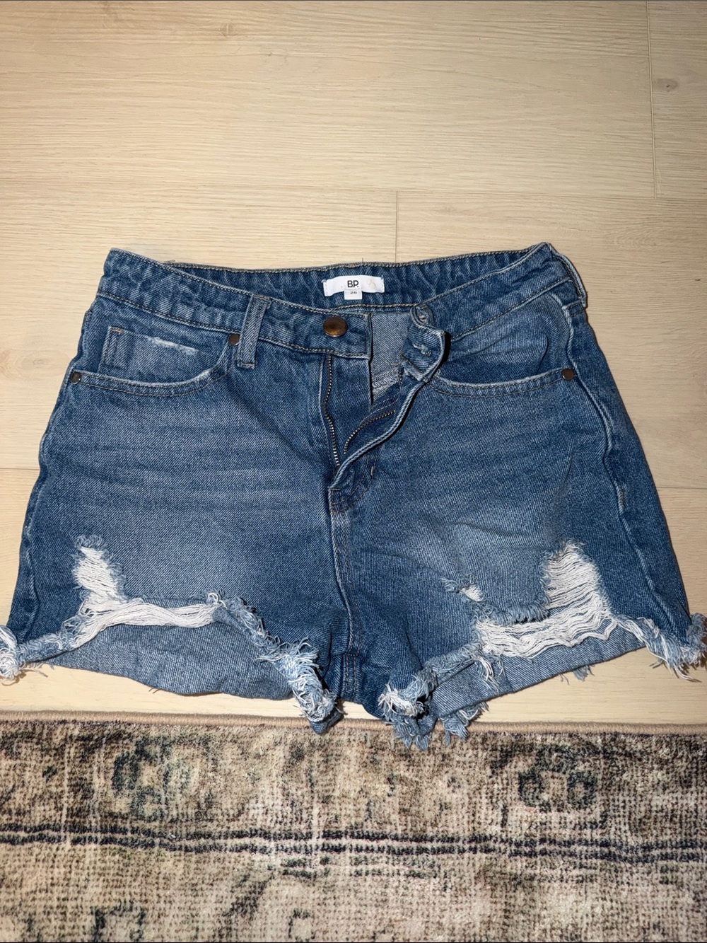 bp Frayed Distressed Blue Denim Shorts